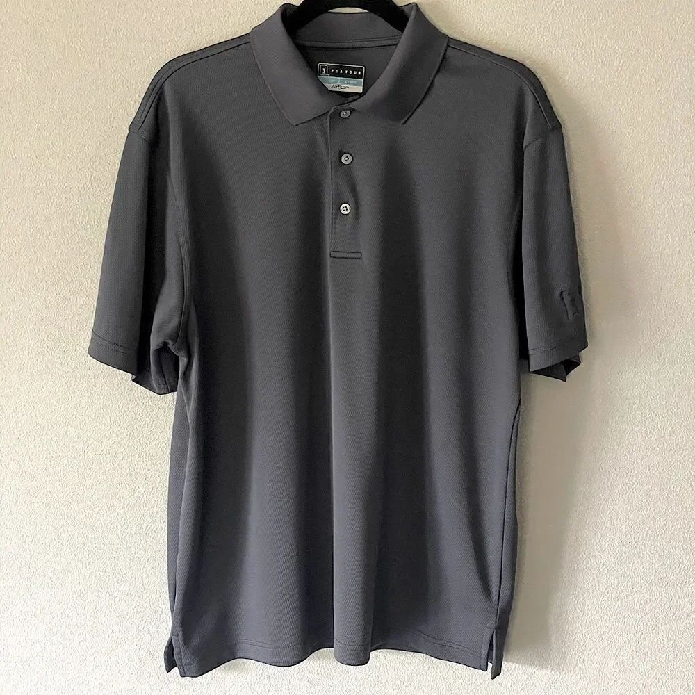 Men’s Dark Gray PGA Tour, “Air Flux”, lightweight Polo. Size Large.